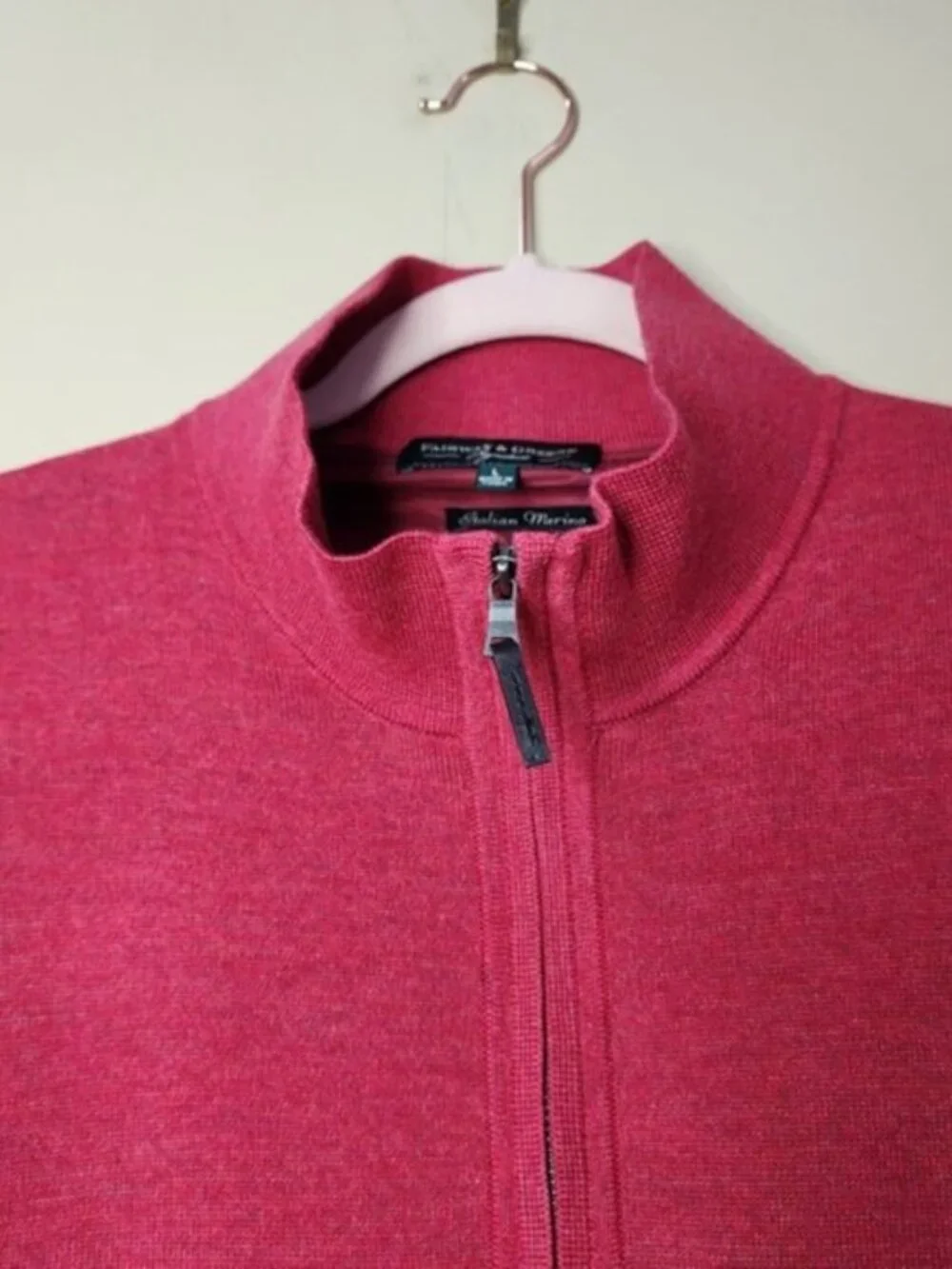 Fairway & Greene Men's Vest Red Italian Merino Wool Quarter-Zip Golf Large